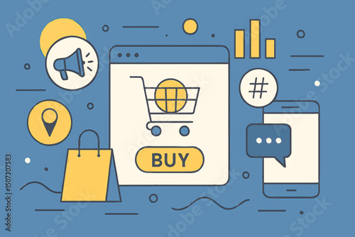 Vector shopping cart icon set for e-commerce and online store design