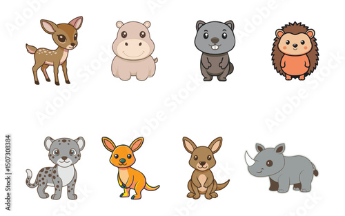 Animals Colorful vector icons set