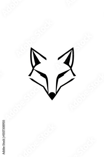A minimalist fox head design outlined in black on a white background