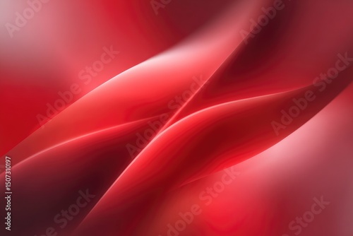 Abstract red background with curved shapes and soft lighting creating a flowing dynamic composition