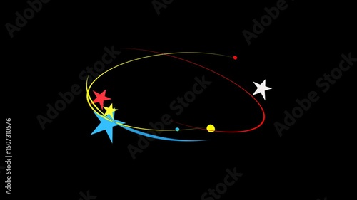 colorfull dizzy effect stars move around the head looped with an alpha channel. Rotating stars in chroma key
