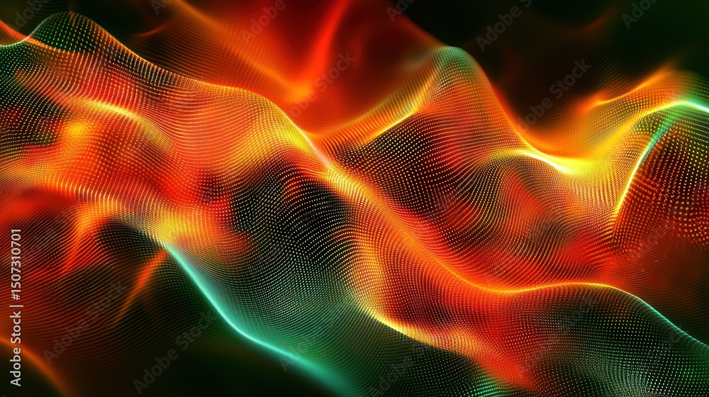 Obraz premium Abstract Orange and Green Energy Waves