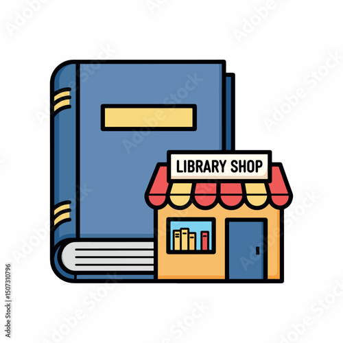 Minimalist Library Book Shop Icon - Education & Retail Symbol