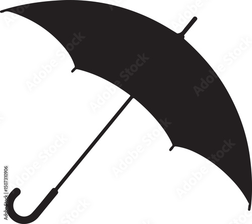 Umbrella in the Rain: A monochromatic artistic depiction of an umbrella shielding from a downpour, emphasizing protection and weather-related elements.