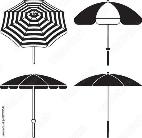 Umbrella in the Rain: A monochromatic artistic depiction of an umbrella shielding from a downpour, emphasizing protection and weather-related elements.