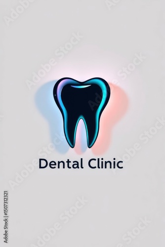 A dental clinic logo featuring a tooth with light effects