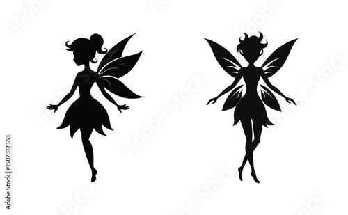 Silhouette of a girl with floral and butterfly elements in a nature-inspired design