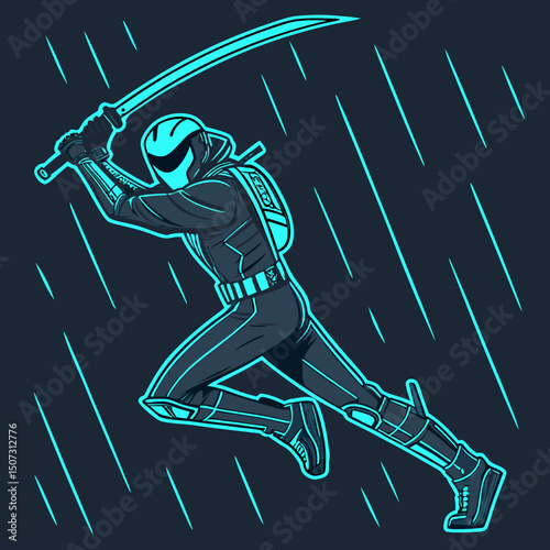 robot with a sword, sport, vector, illustration, cartoon, people, silhouette, action, sports, football, player, woman, athlete, competition, skate, men, soccer