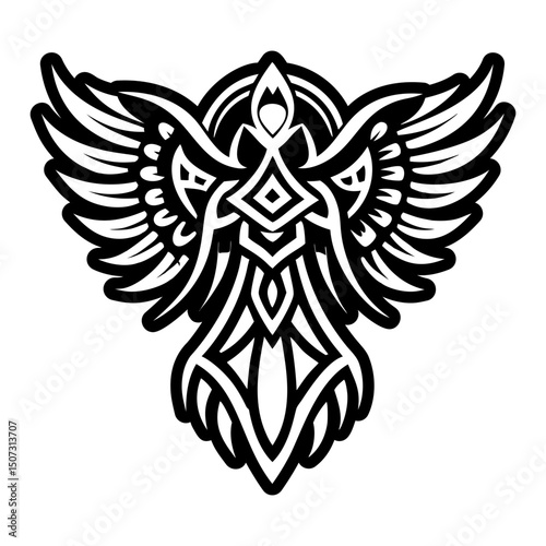 A solid style icon of angelic spirit symbol