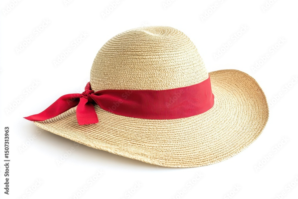 Vibrant Summer Hat Isolated on Pure White Background, Perfect for Sun and Beach Fashion Vibrant Summer Hat Isolated on Pure White Background, Perfect for Sun and Beach Fashion