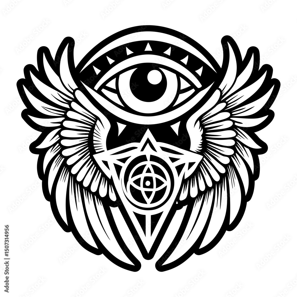 Obraz premium A filled style icon of angelic eye tattoo