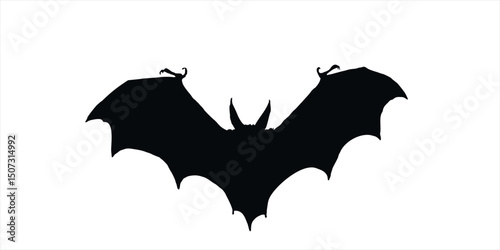 Bat vector illustration. Flying nocturnal creature silhouette, perfect for Halloween, spooky designs, nature themes, and gothic or fantasy-inspired artwork.