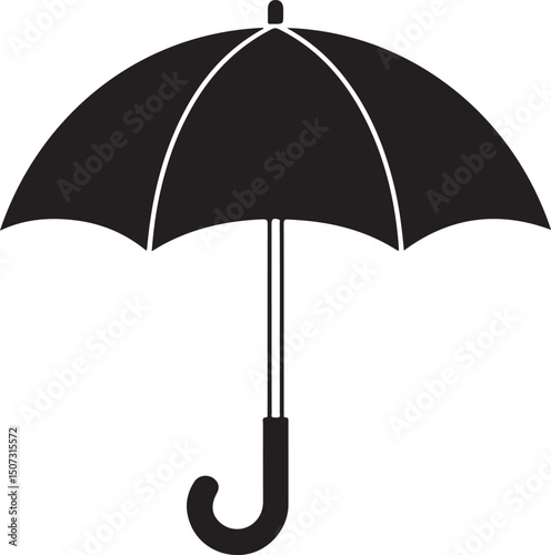 Umbrella in the Rain: A monochromatic artistic depiction of an umbrella shielding from a downpour, emphasizing protection and weather-related elements.