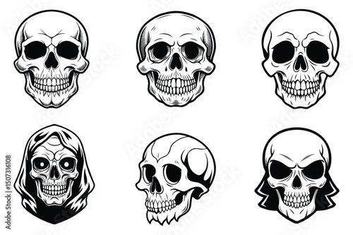 Skull and Bones Symbol with Spooky and Horror Elements