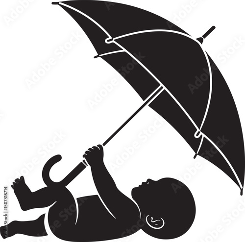 Umbrella in the Rain: A monochromatic artistic depiction of an umbrella shielding from a downpour, emphasizing protection and weather-related elements.