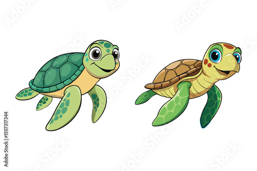 Humorous animated turtle illustration with a quirky expression