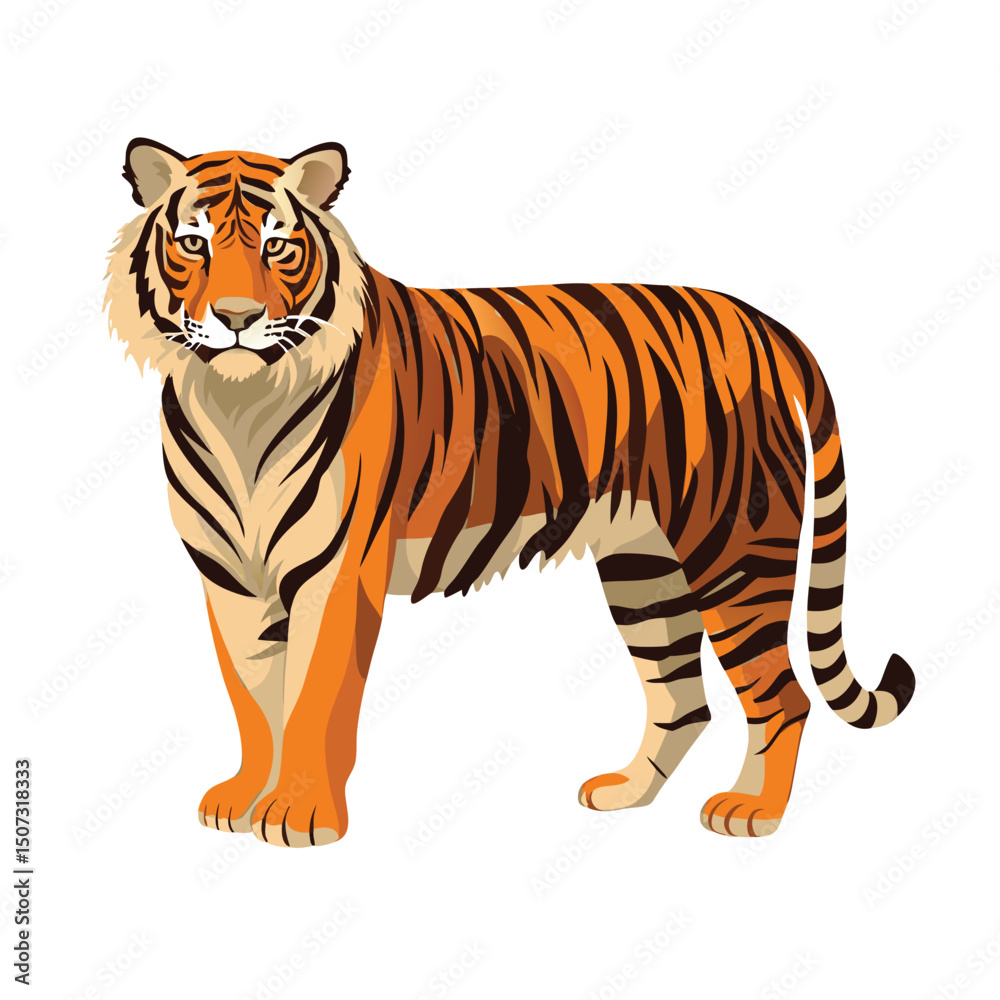 Obraz premium tiger standing vector on white background