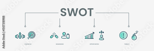 SWOT set icon with modern green concept