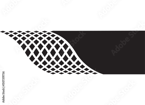 Black stripe with abstract pixels on white. Vector Geometric pattern from lines. for advertising, packaging, posters, announcements. Vector symmetrical background. Place for text. Wavy