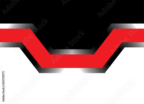 Modern technological pattern of black and red geometric shapes. Abstract striped vector divided background with space for text.