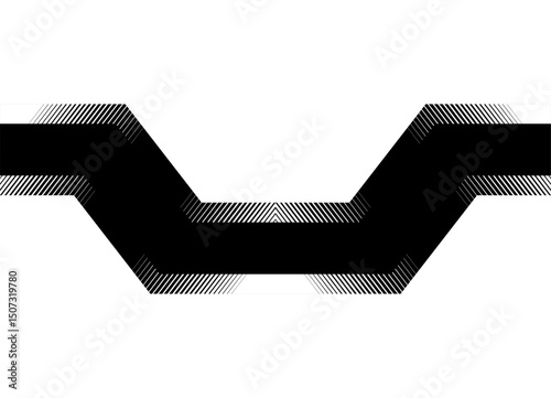 Vector Geometric striped pattern. Broken shape from lines, black on white. for advertising, packaging, posters, announcements. Vector symmetrical background. Place for text. Slide