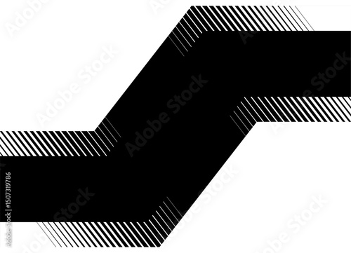 Vector Geometric striped pattern. Broken shape from lines, black on white. for advertising, packaging, posters, announcements. Vector background. Place for text. Slide
