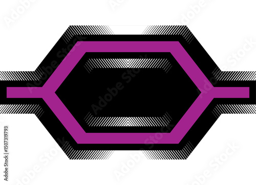Modern technological pattern of black and purple geometric shapes on white. Abstract vector background with space for text. Frame