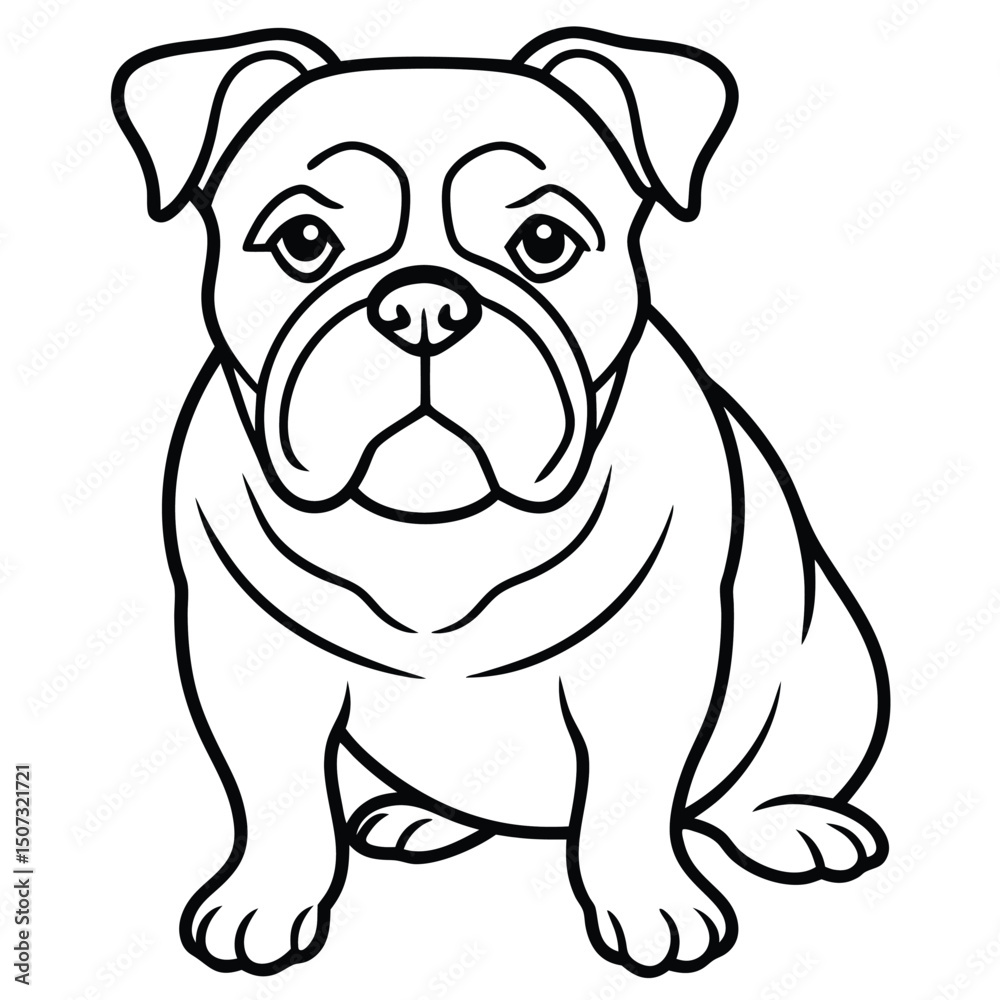Fototapeta premium Cute cartoon bulldog outline vector illustration for coloring pages and design projects