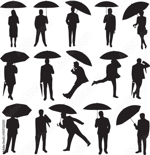 Umbrella in the Rain: A monochromatic artistic depiction of an umbrella shielding from a downpour, emphasizing protection and weather-related elements.