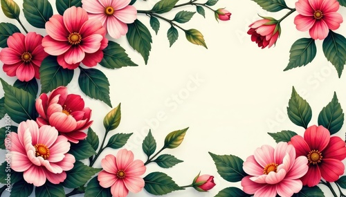 Continuous floral motif, intertwined blooms and leaves, graphic, design, dark
