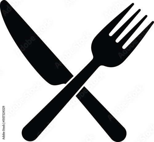 Simple Knife and Fork Symbol for Culinary and Dining Projects