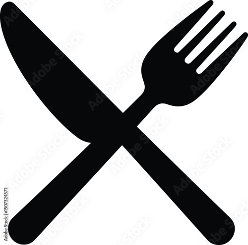 Clean Minimal Fork and Knife Icon for Menu Design