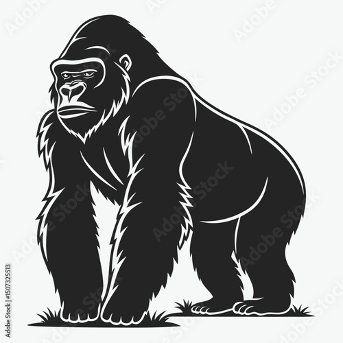 Powerful Gorilla Illustration Vintage Engraving Wildlife Animal Design