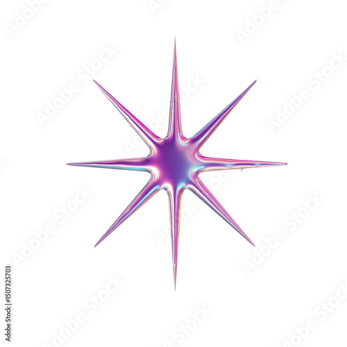 3d render of chrome shape y2k inspired star 19