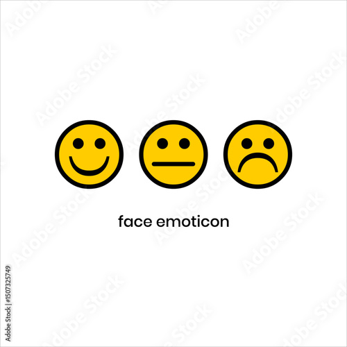 Creative Emoticon Face Logo Vector with Happy Sad and Angry Expressions in Minimalist Cartoon Style for Social Media Communication or Digital Character Branding Design
