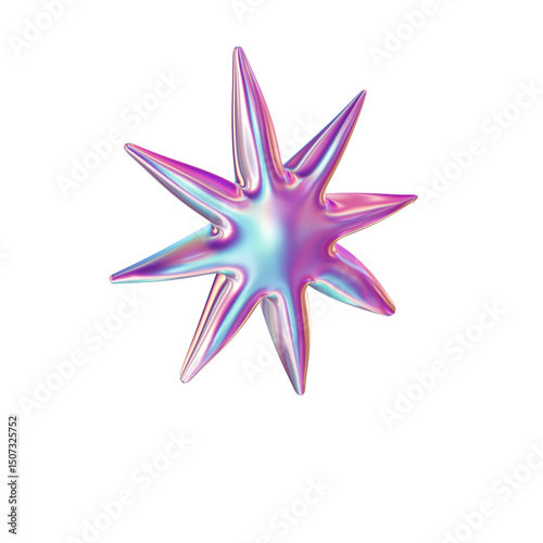 3d render of chrome shape y2k inspired star 20