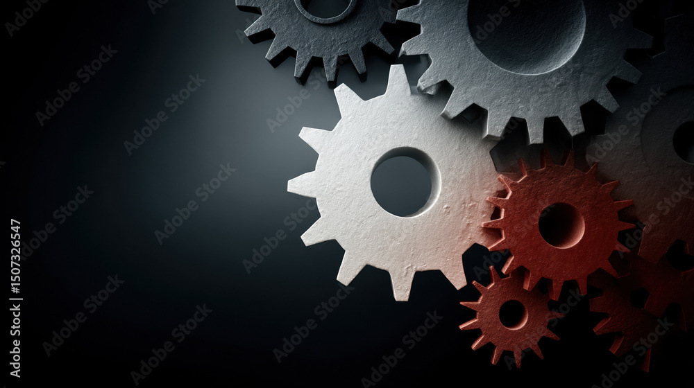 Exploring the depths of mechanism through a dark gradient background featuring iconic gear designs Exploring the depths of mechanism through a dark gradient background featuring iconic gear designs