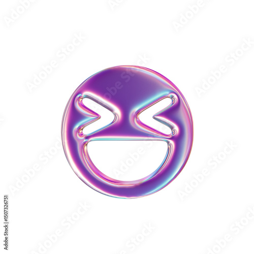 3d render of chrome shape y2k inspired smily face