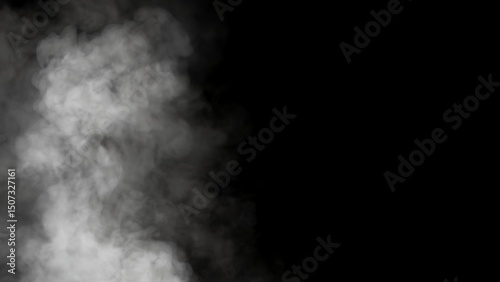 Abstract blurred smoke misty fog on isolated black background. Texture overlays. Paranormal mystic smoke, clouds for movie scenes