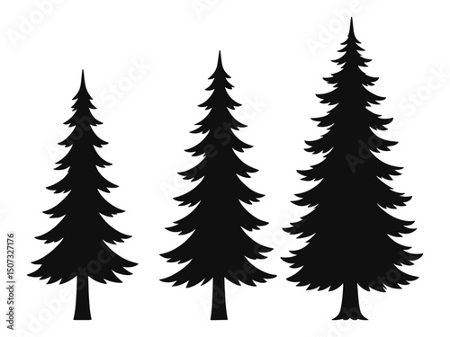 Silhouette of Pine Trees Set – Vector Evergreen Tree Illustration