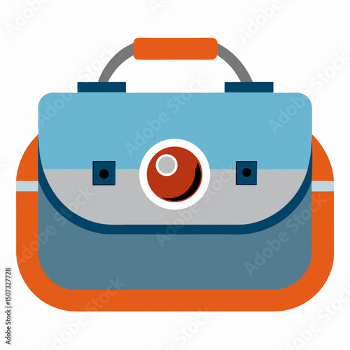 Image of camera bag with compartments on white. Perfect for product mockups and equipment layout illustrations.