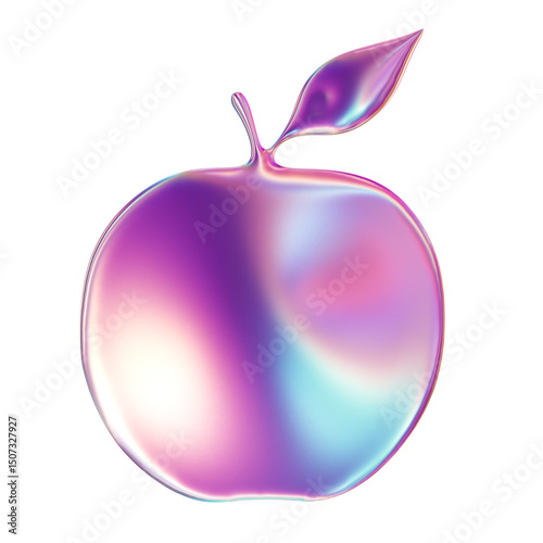 3d render of chrome shape y2k inspired  apple