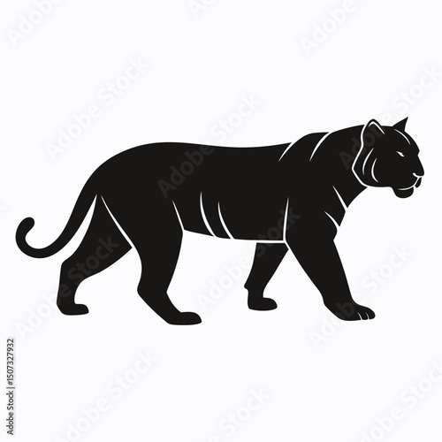 Sleek black panther silhouette walking vector illustration wildlife icon design.