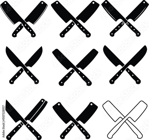 Kitchen Knife Icon Pack with Neat Grid Structure