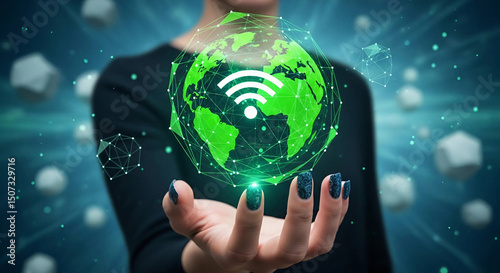 A futuristic cityscape with interconnected devices symbolizing the Internet of Things and advanced technology integration, Generative AI.