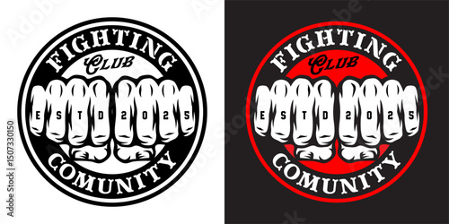 Vintage fight club labels isolated illustration