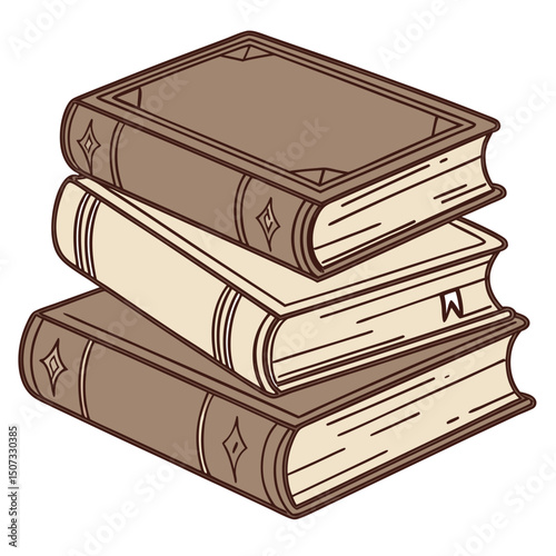 Stack of antique books isolated detailed book illustration education literature vector