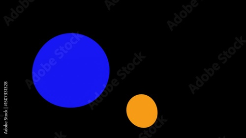 Transparent blue and yellow color liquid together. Floating blue droplets loop. Abstract liquid formation