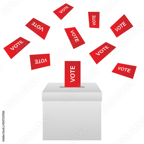 Ballot Box with Ballot Paper or Voting Paper. Election Concept. Vector Illustration.