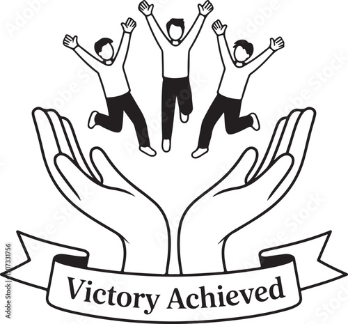 black and white line art heartwarming support triumph illustration